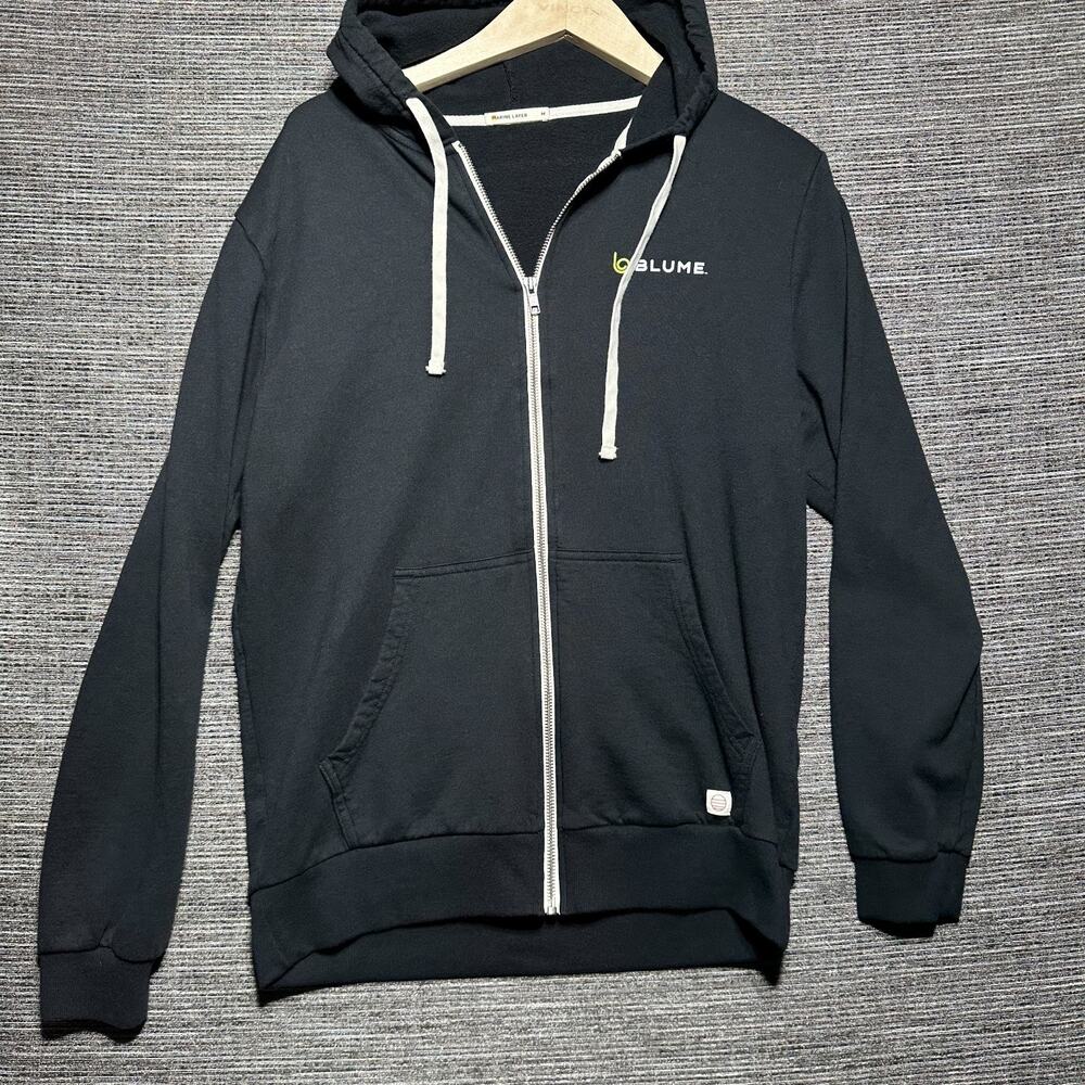 Marine Layer Afternoon Hoodie Men's Medium Black Logo Full Zip Blume 13762